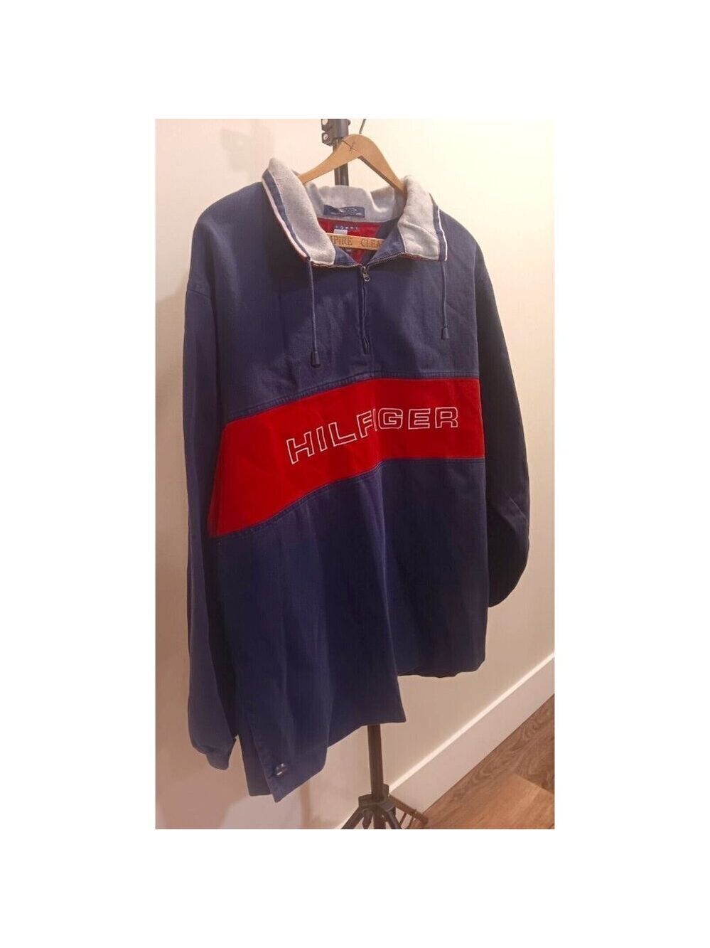 Vintage Med Tommy Hilfiger Mens Sweater With Bottom Snaps Jeans Like Material